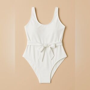 Boohoo Plus Tie Waist Swimsuit | White | Size 24 | NWT